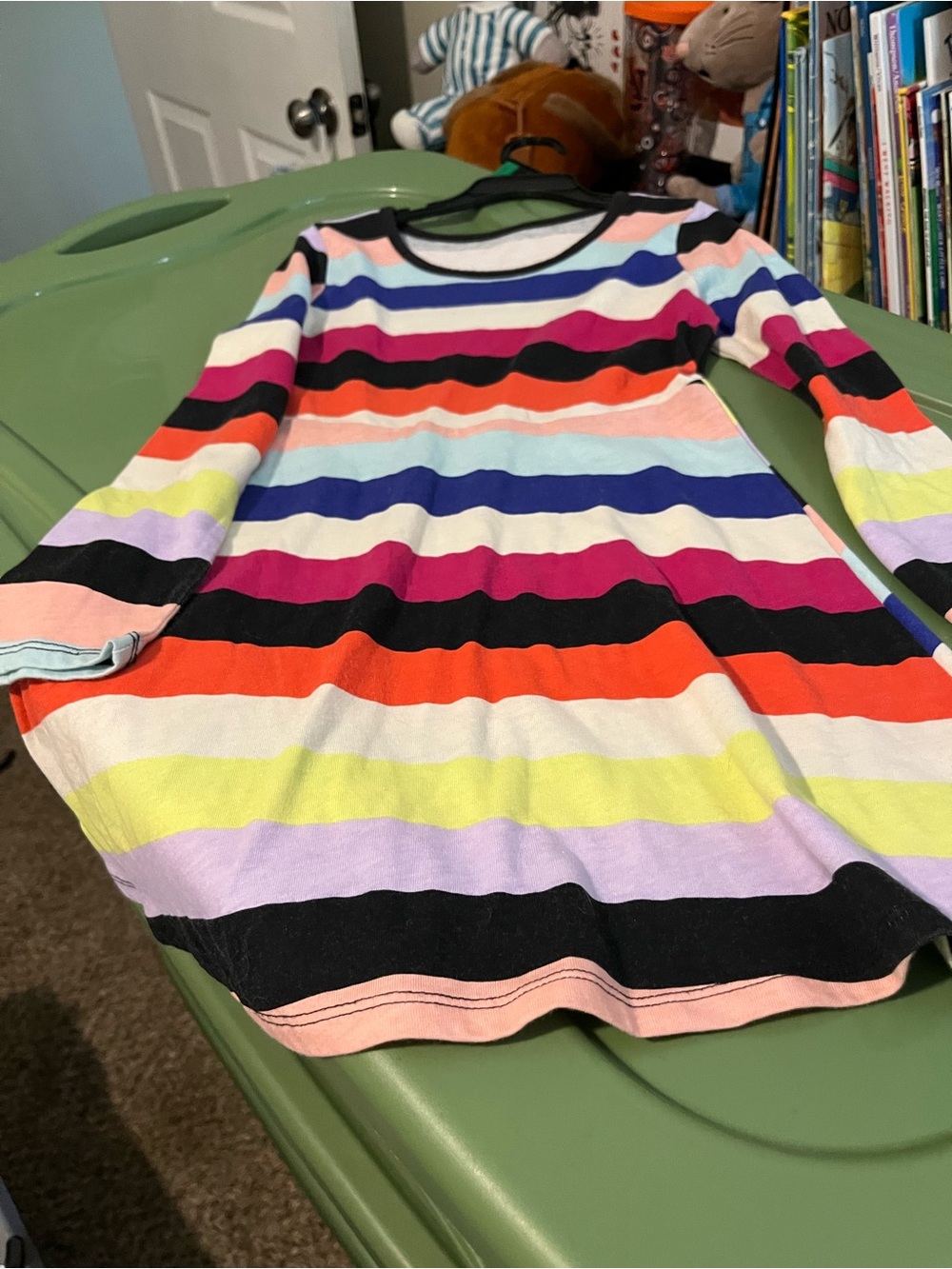 Girls' Multicolor Striped Long Sleeve Dress